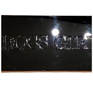 Bebe, "Boss Girl" Black High Shine Wooden Framed Wall Art